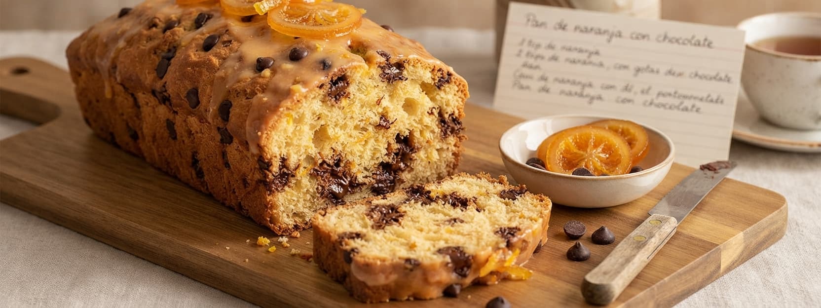 Pan de naranja con chocolate