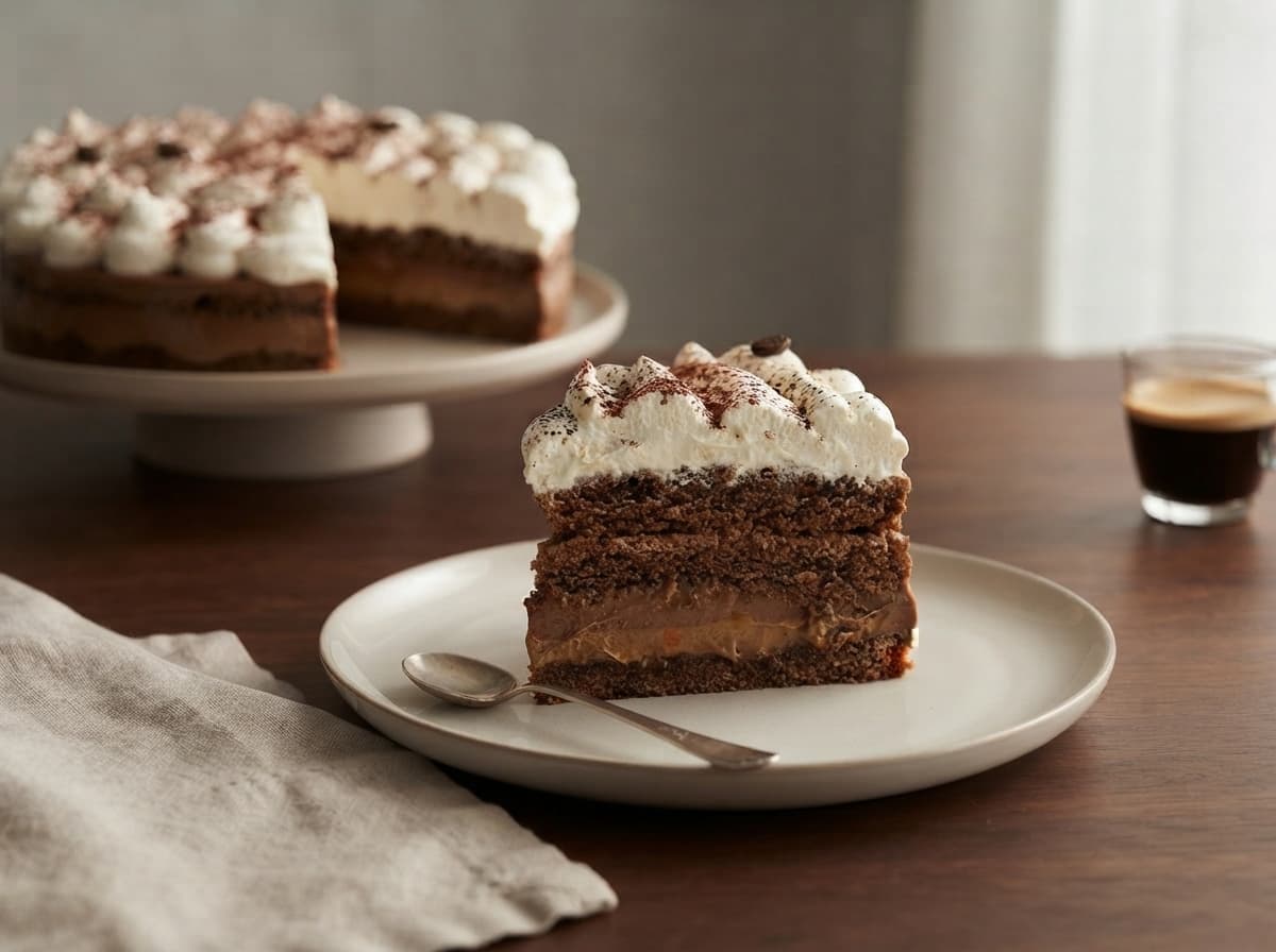 Torta fría de café y chocolate